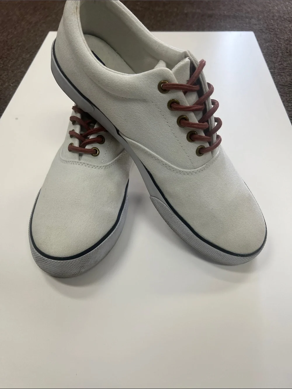 Polo by Ralph Lauren White Canvas Sneakers with Brown Laces